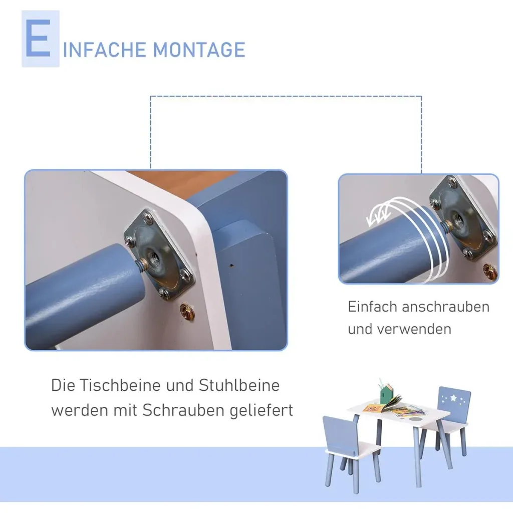 3-teilige Kindersitzgruppe mit Sternen-Design blau, weiß