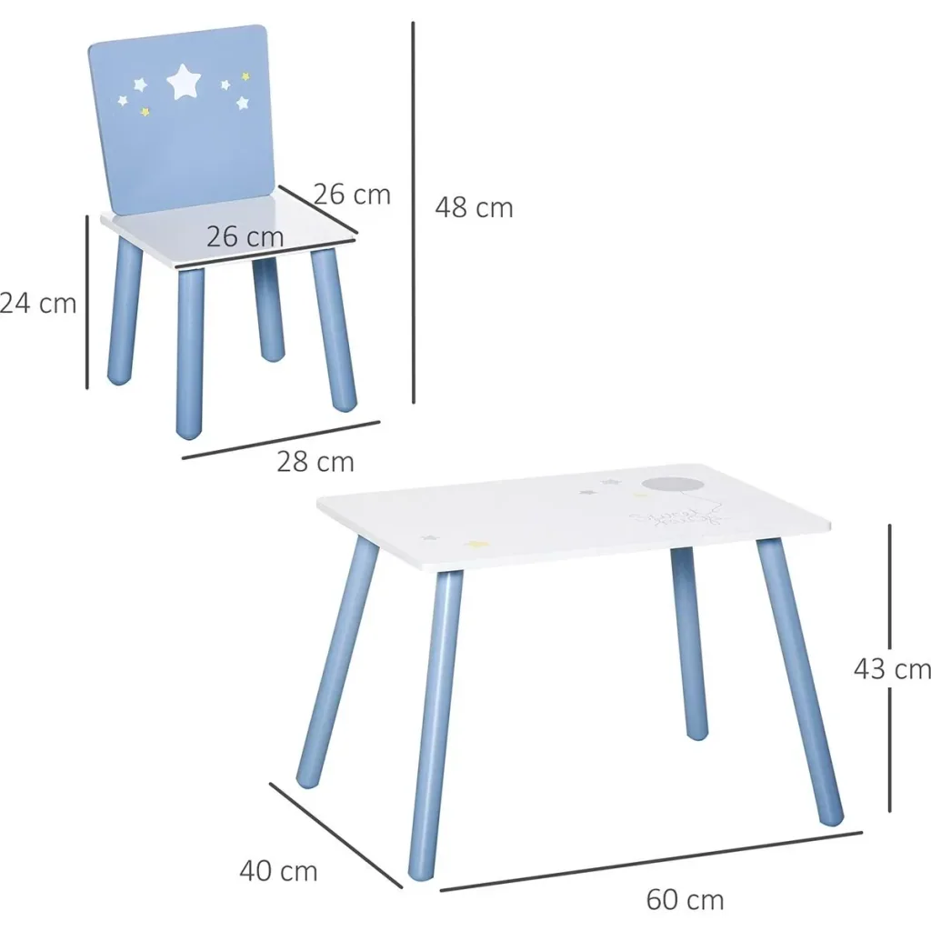 3-teilige Kindersitzgruppe mit Sternen-Design blau, weiß