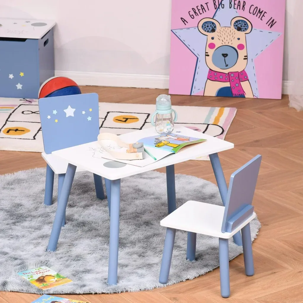 3-teilige Kindersitzgruppe mit Sternen-Design blau, weiß