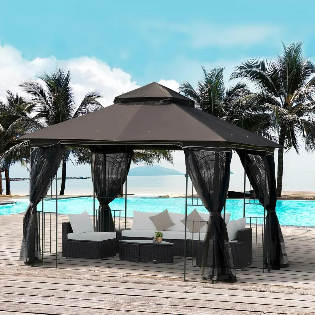 Gartenpavillon - Doppeldach - braun - 3 x 3 m