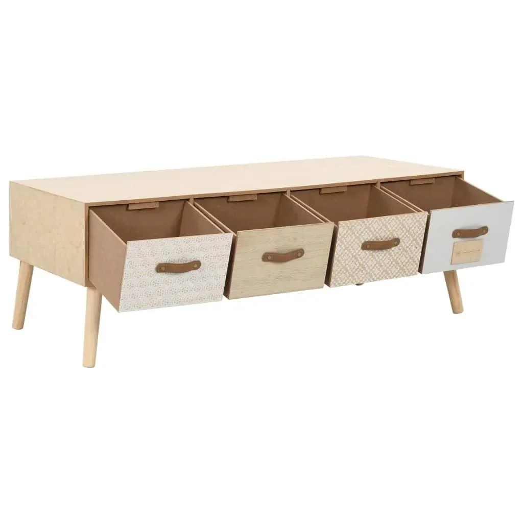 Couchtisch mit 4 Schubladen 110x50x40 cm Kiefer massiv
