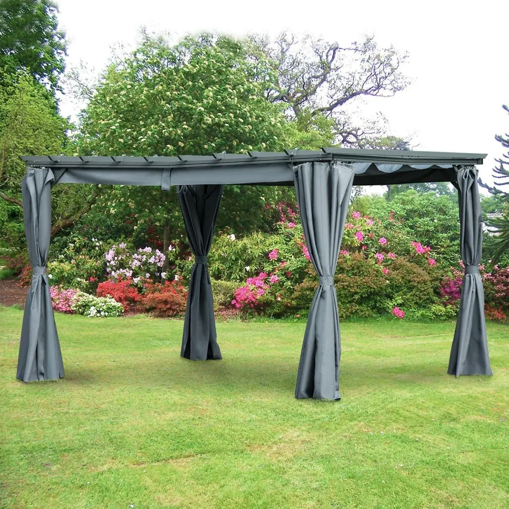 Pergola-Pavillion mit einstellbarem Stoffdach witterungsbeständig wasserabweisend Sonnenschutz Polyester Stahl Grau 3,6