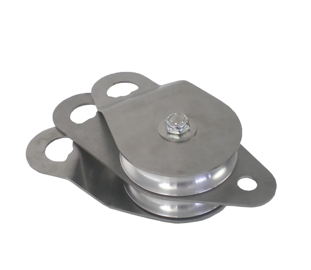 Doppelumlenkrolle aus Edelstahl mit schwenkbarer Seitenabdeckung für 6 mm - 13 mm Seile
