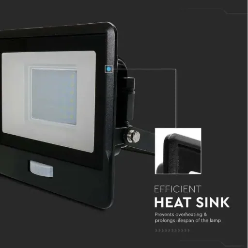 VT-138S LED-Flutlicht mit Sensor - 30 W - 2340 Lm - 4000K - Schwarz