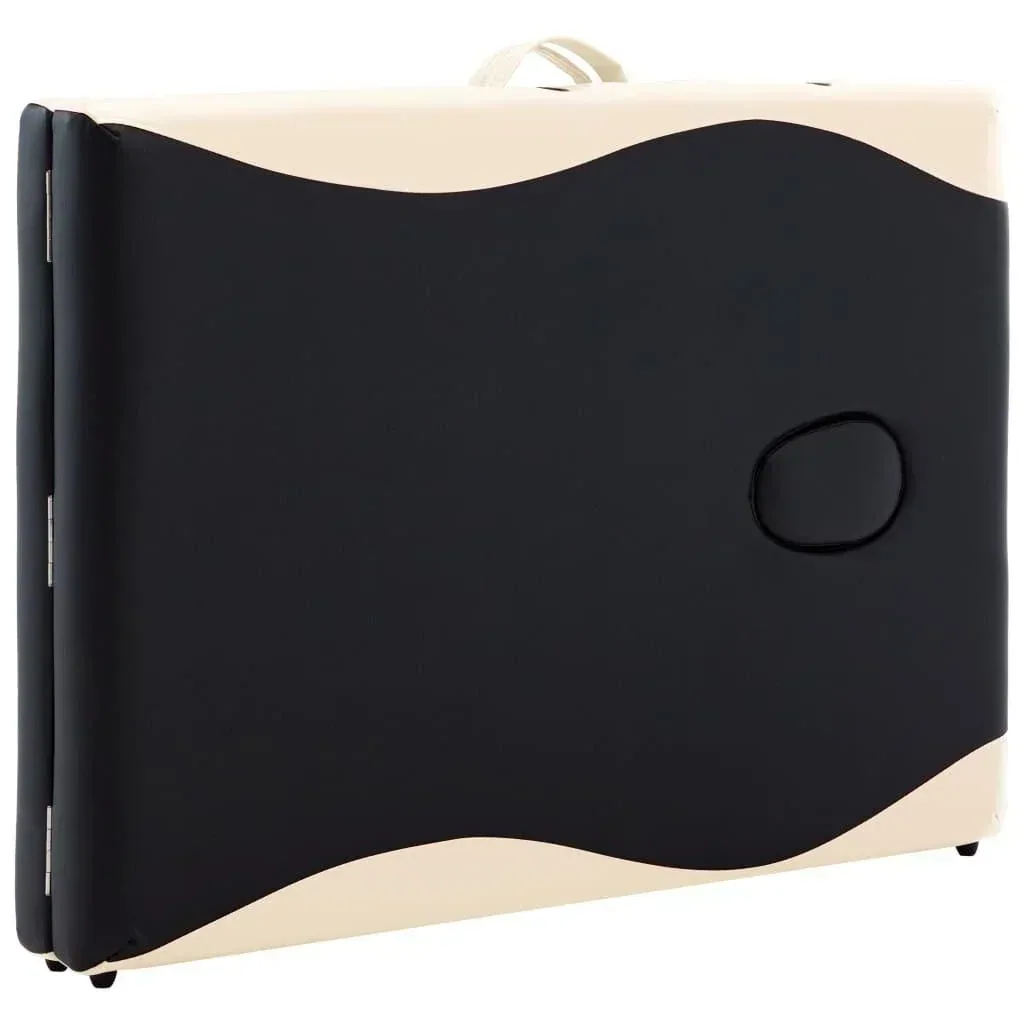 Klappbarer Massagetisch 2 Zonen Holz schwarz und beige