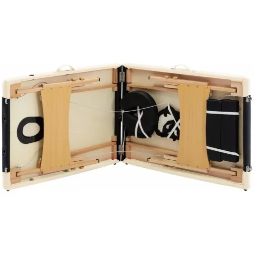 Klappbarer Massagetisch 2 Zonen Holz schwarz und beige