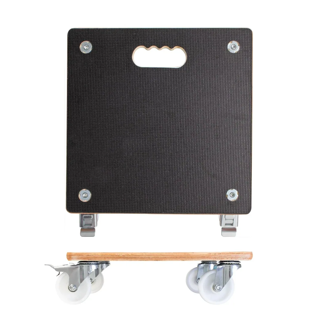 Multi Roller MR 1338, 38 x 38 x 11 cm, harte Rollen Ø 75 mm, Rollenlager, 2 Bremsen, Maxigrip FSC®, Tragkraft 300 kg