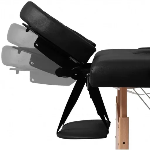 Klappbare Massageliege 3 Zonen mit Holzrahmen (schwarz)