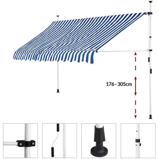 Klemmmarkise blau/weiß 300cm
