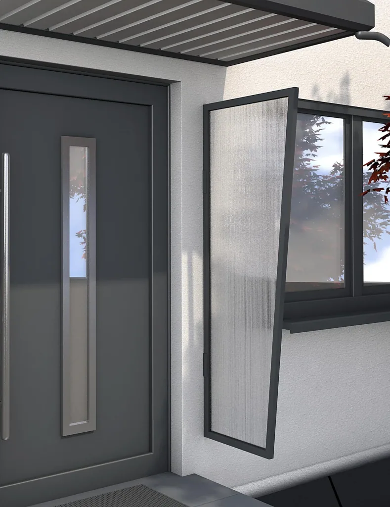 Seitenblenden B2 Stegplatte (vormontiert), 45 x 60 x 175 cm, Anthrazit, Stegplatte 6 mm klar