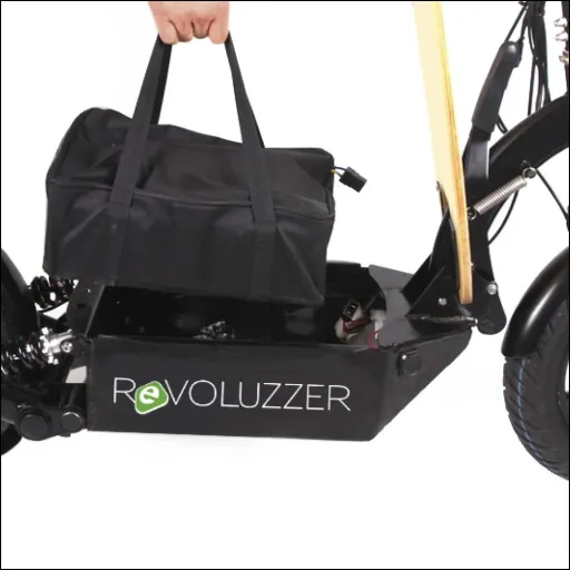 E-Scooter "Revoluzzer" Safety Plus 45 km/h inklusive Blinkanlage, Gepäck-Case und Lithium-Akku schwarz