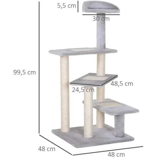 Kletterbaum mit 5 Ebenen beige/grau