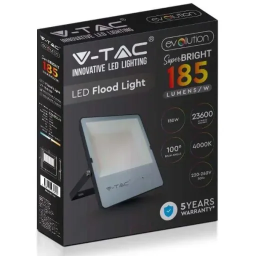 VT-150185 LED-Flutlicht - 150 W - 23600 Lm - 6400K - Schwarz - Extra sparsam