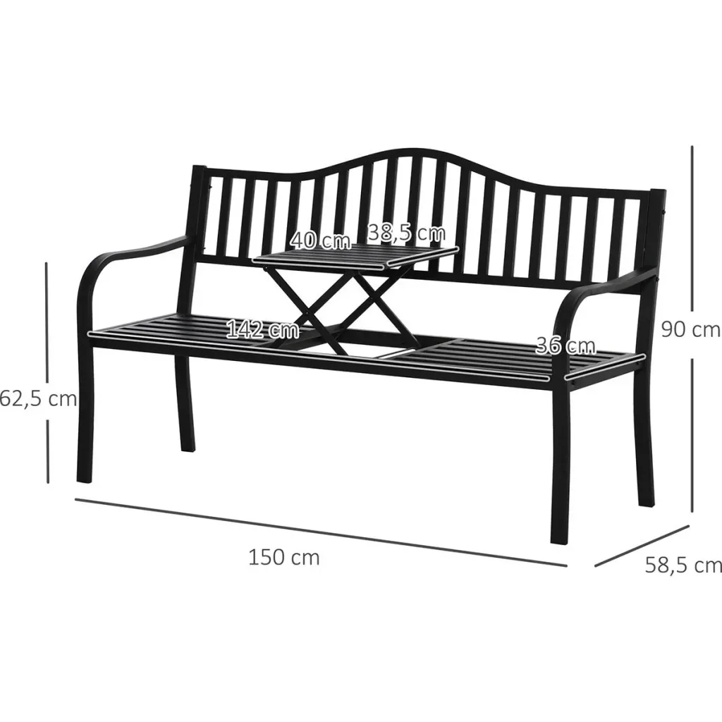 Gartenbank mit ausziehbarem Tisch