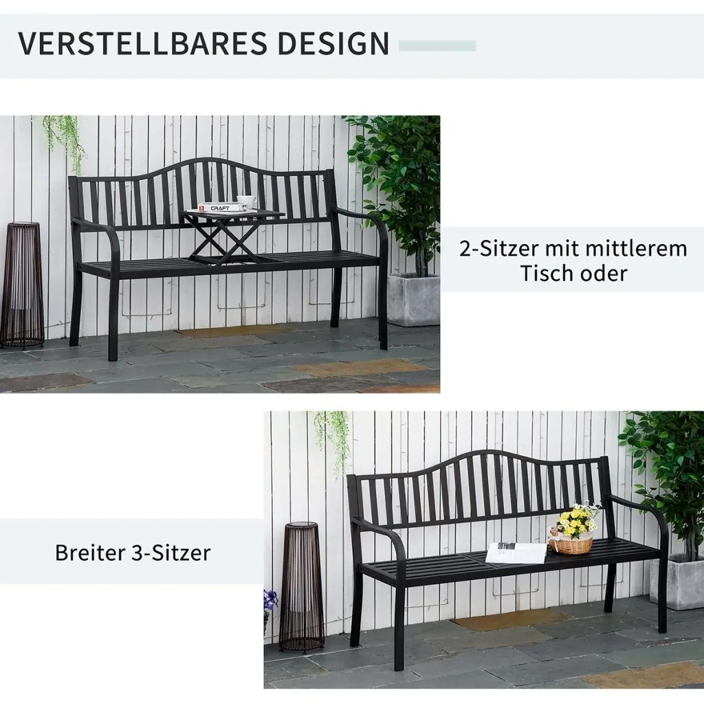 Gartenbank mit ausziehbarem Tisch