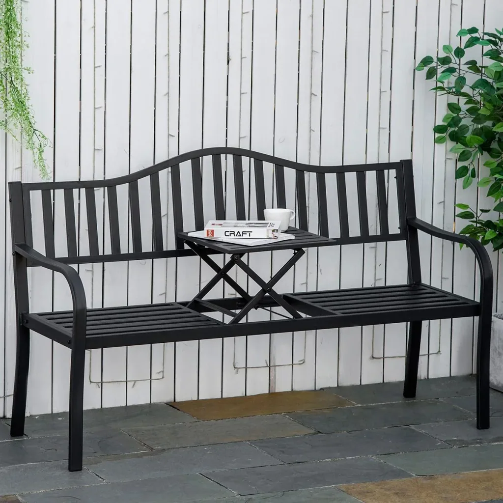 Gartenbank mit ausziehbarem Tisch