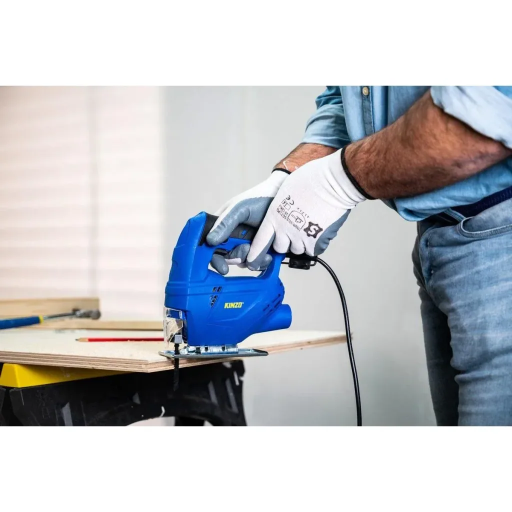 Stichsäge - 230V - 400W - mit Staubabsaugung - Schutzhülle Blatt - Holz bis zu 65 mm - Metall bis zu 6 mm- Blau
