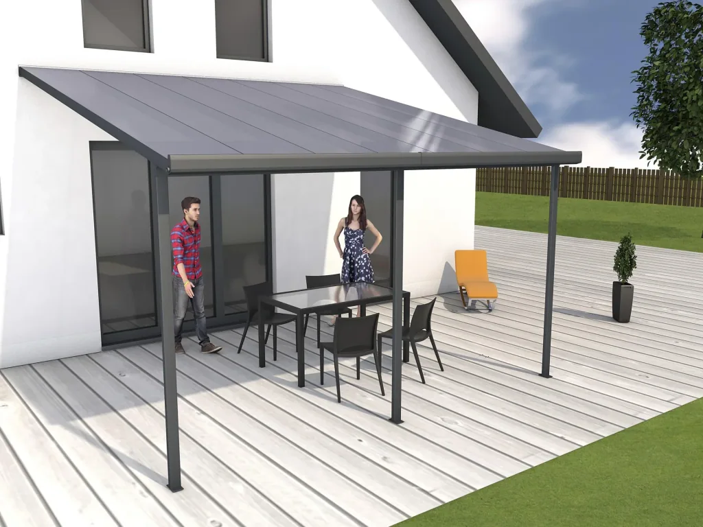 Terrassendach Bausatz, Farbe anthrazit, 4260 x 4060 mm