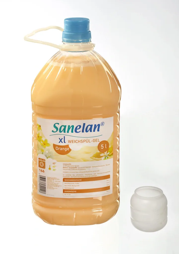 Weichspülgel Orange, 5 l inklusive Dosierbecher und Auslaufhahn