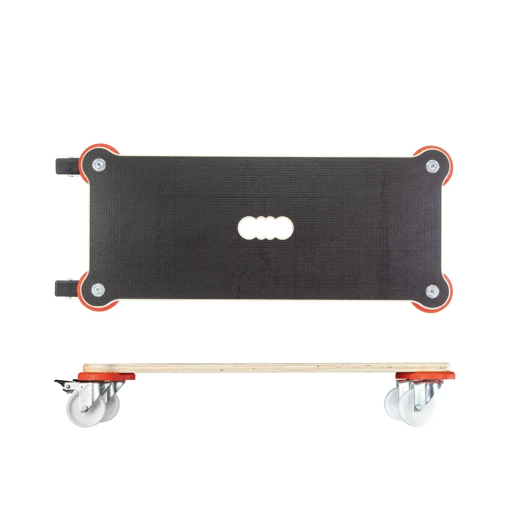 Transporthilfe MM 1365, 71 x 31 x 12,5 cm, harte Rollen Ø 75 mm, Gleitlager, 2 Bremsen, Platte FSC®, Tragkraft 200 kg