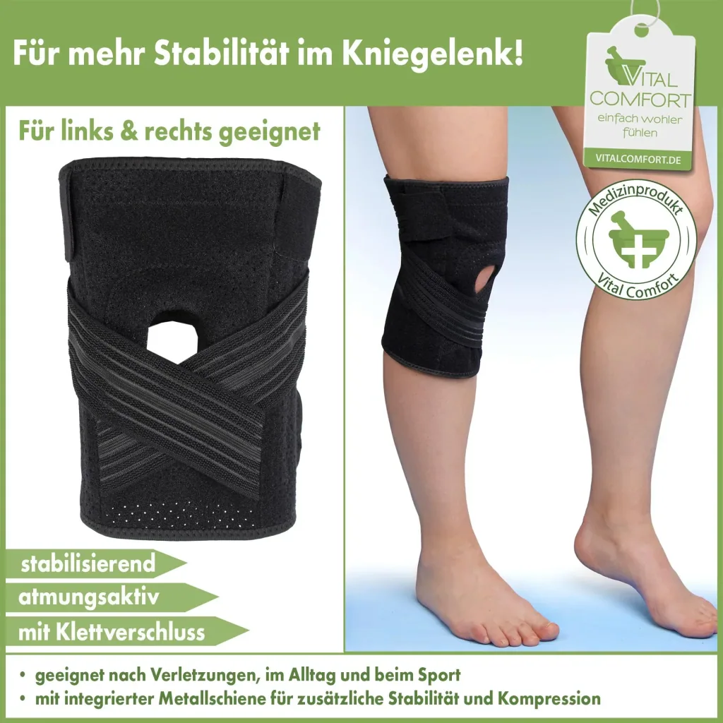 Aktiv-Kniebandage mit Klettverschluss „Flexitek“, Universalgröße, Schwarz