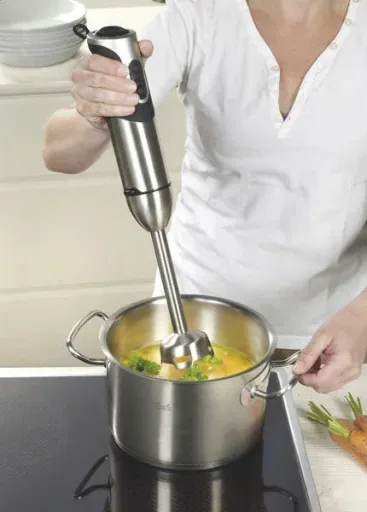 Turbo Stabmixer-Set Edelstahl, 1000 Watt, mit Rührbecher, Deckel & Rührbesen