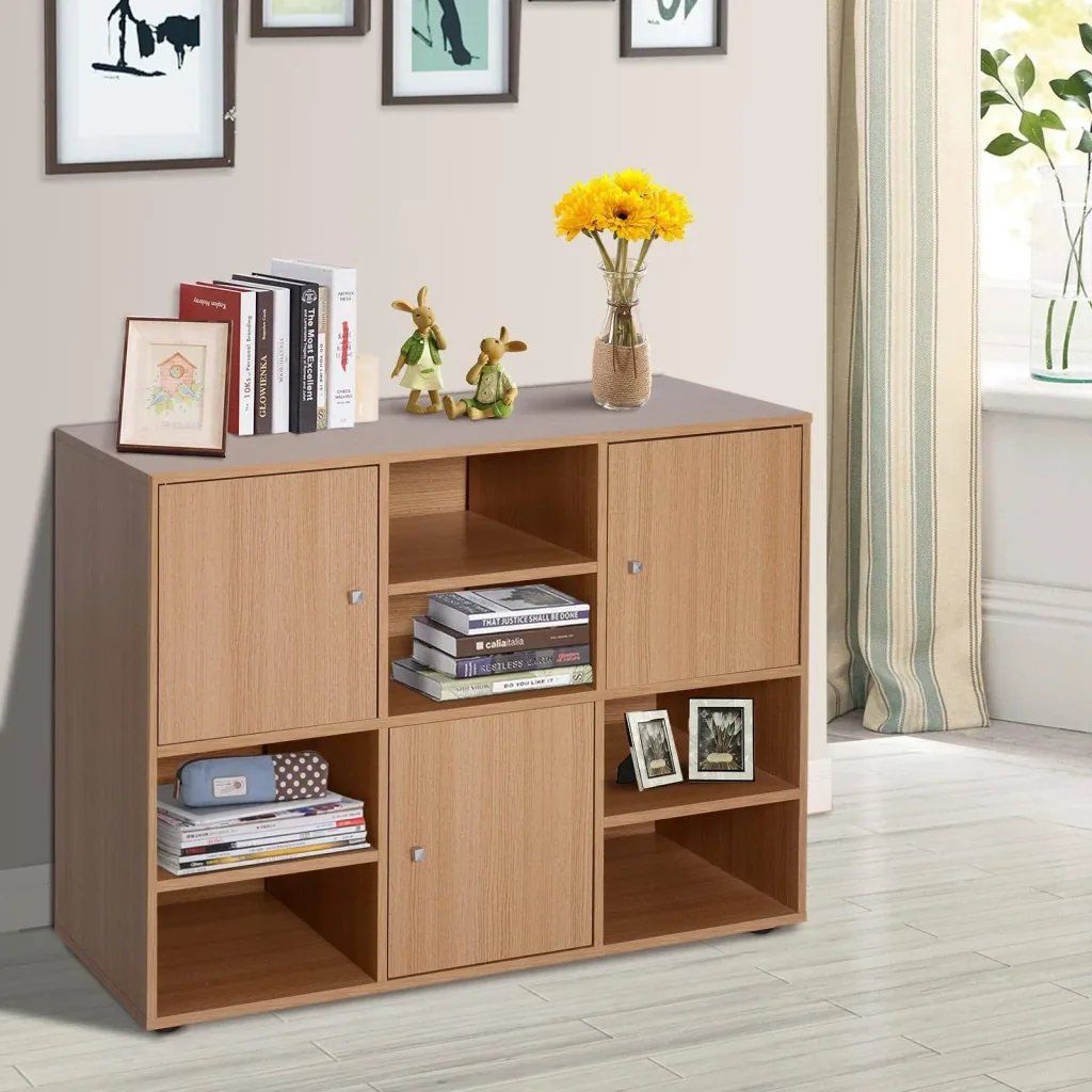 Multi-Fächer Bücherregal Wandregal Standregal Raumteiler Dekoregal Schrank Holz Natur 61,5 x 29,5 x 80 cm