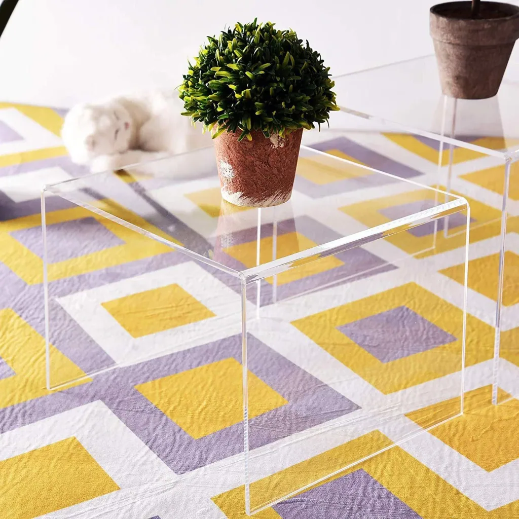 Beistelltisch 3er-Set Couchtisch Satztisch Sofatisch Glastisch klar Acrylglas 32 x 30 x 24 cm/35 x 30 x 28 cm/38 x 30 x