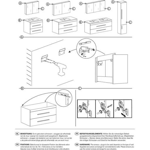 Badezimmermöbel Style 100cm richtig - schwartz Eiche