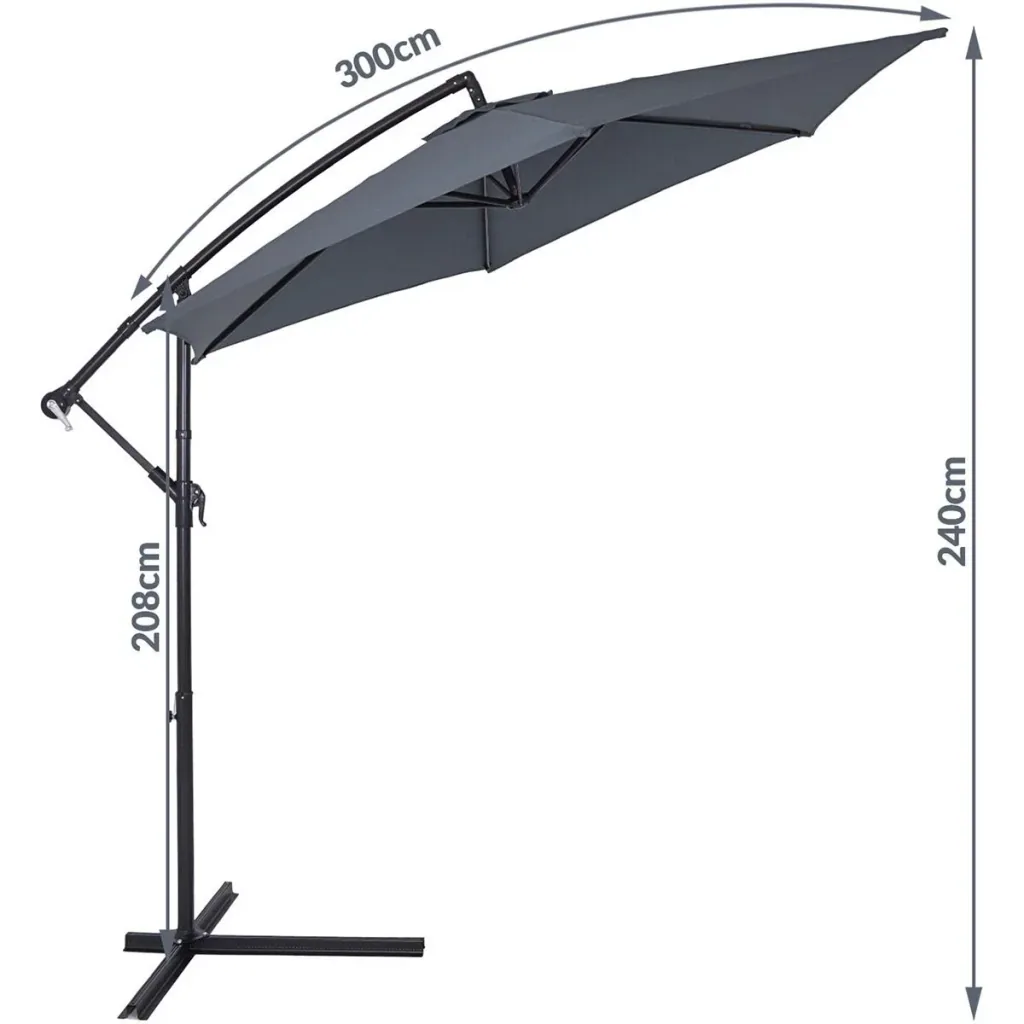 Sonnenschirm faltbarer Aluminium-Antacite mit Kurbel Ø 300 cm