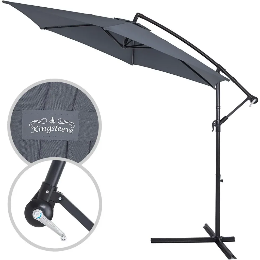 Sonnenschirm faltbarer Aluminium-Antacite mit Kurbel Ø 300 cm