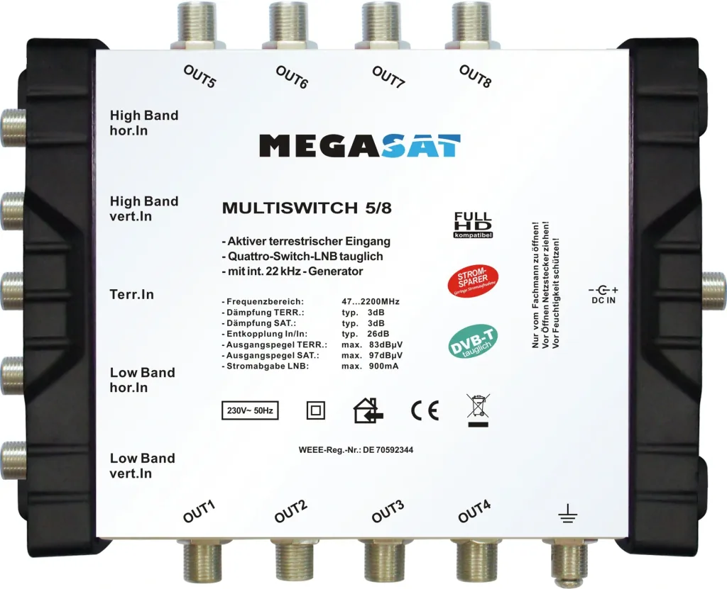 Multischalter 5/8, Profiline - Geeignet für 1 Satellit bis zu 8 Teilnehmer
