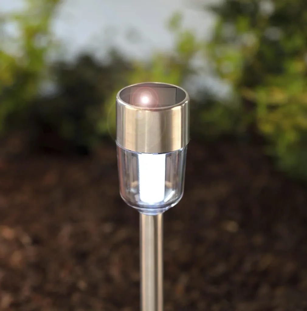 5er Set Edelstahl Solar-Leuchten mit satinierter Glasoptik