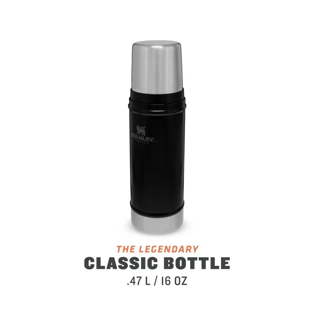 Classic Vakuum-Flasche 0,47 l, matt schwarz, doppelwandige Vakuumisolierung, Trinkbecher