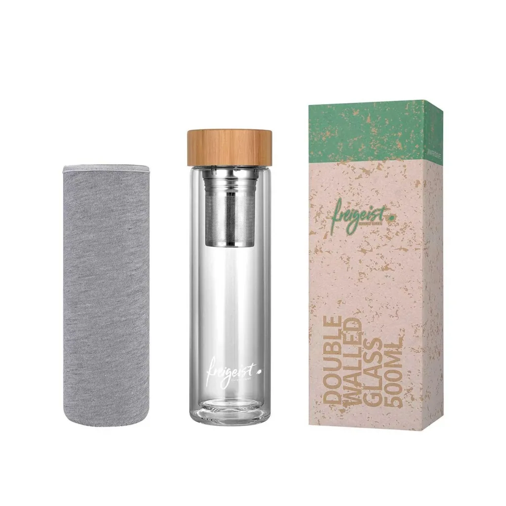 Teeflasche aus Glas, doppelwandig, 500 ml