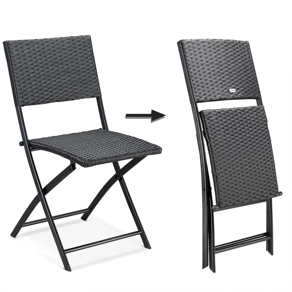 Klappstuhl Polyrattan 2 Stück - schwarz - max 120 kg - 43x49x81 cm