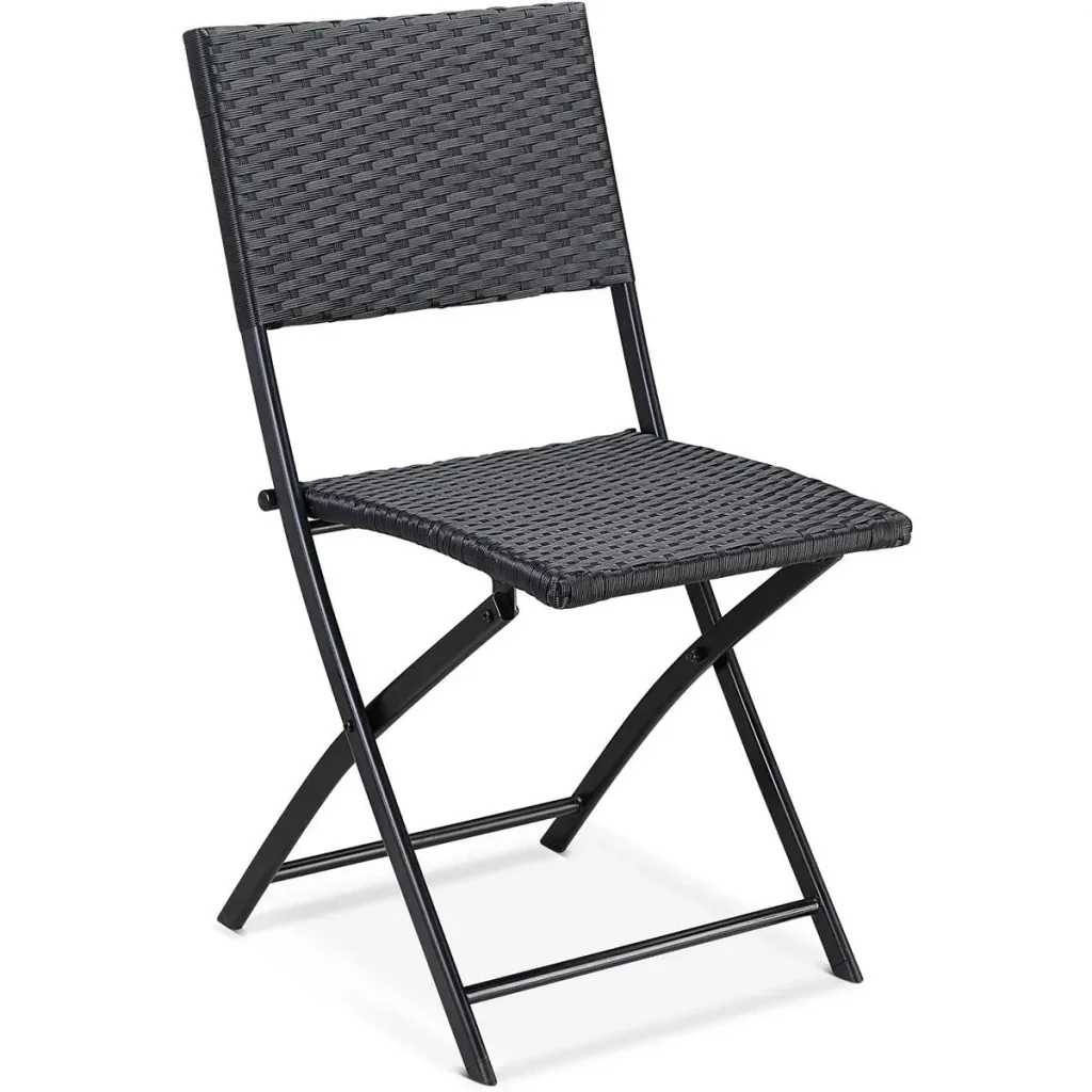 Klappstuhl Polyrattan 2 Stück - schwarz - max 120 kg - 43x49x81 cm