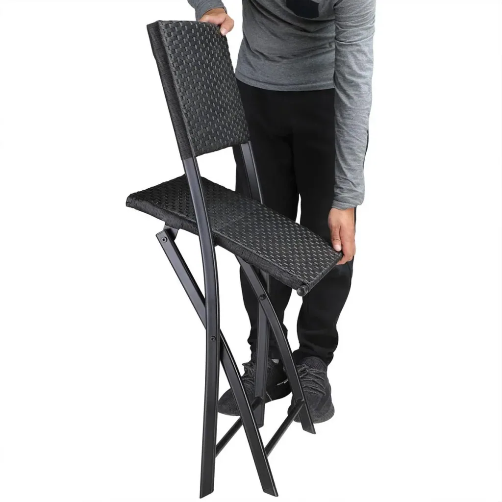 Klappstuhl Polyrattan 2 Stück - schwarz - max 120 kg - 43x49x81 cm