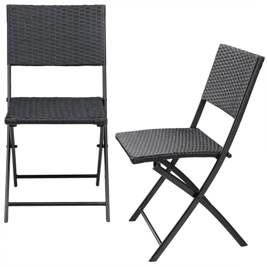 Klappstuhl Polyrattan 2 Stück - schwarz - max 120 kg - 43x49x81 cm
