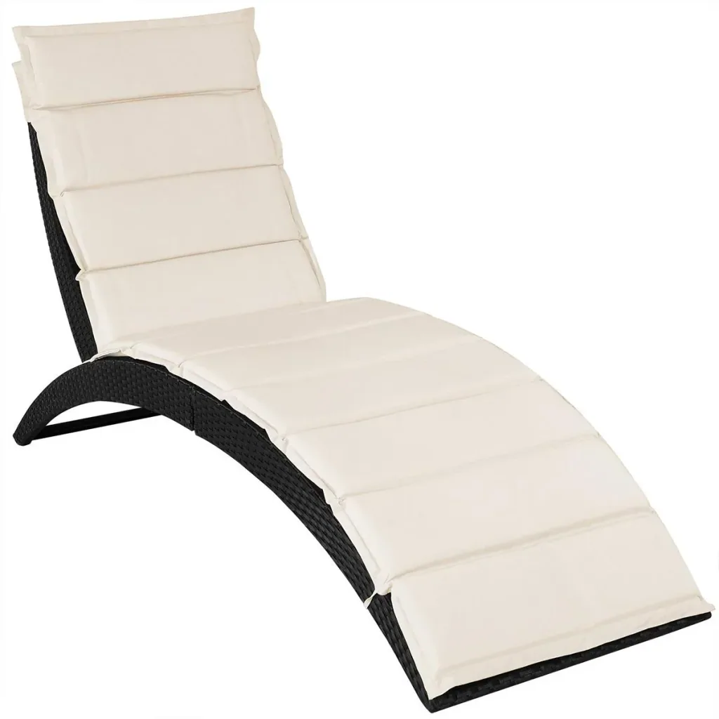 Liegestuhl 'Halfmoon' Polyrotan faltbar 200 x 64 x 95cm