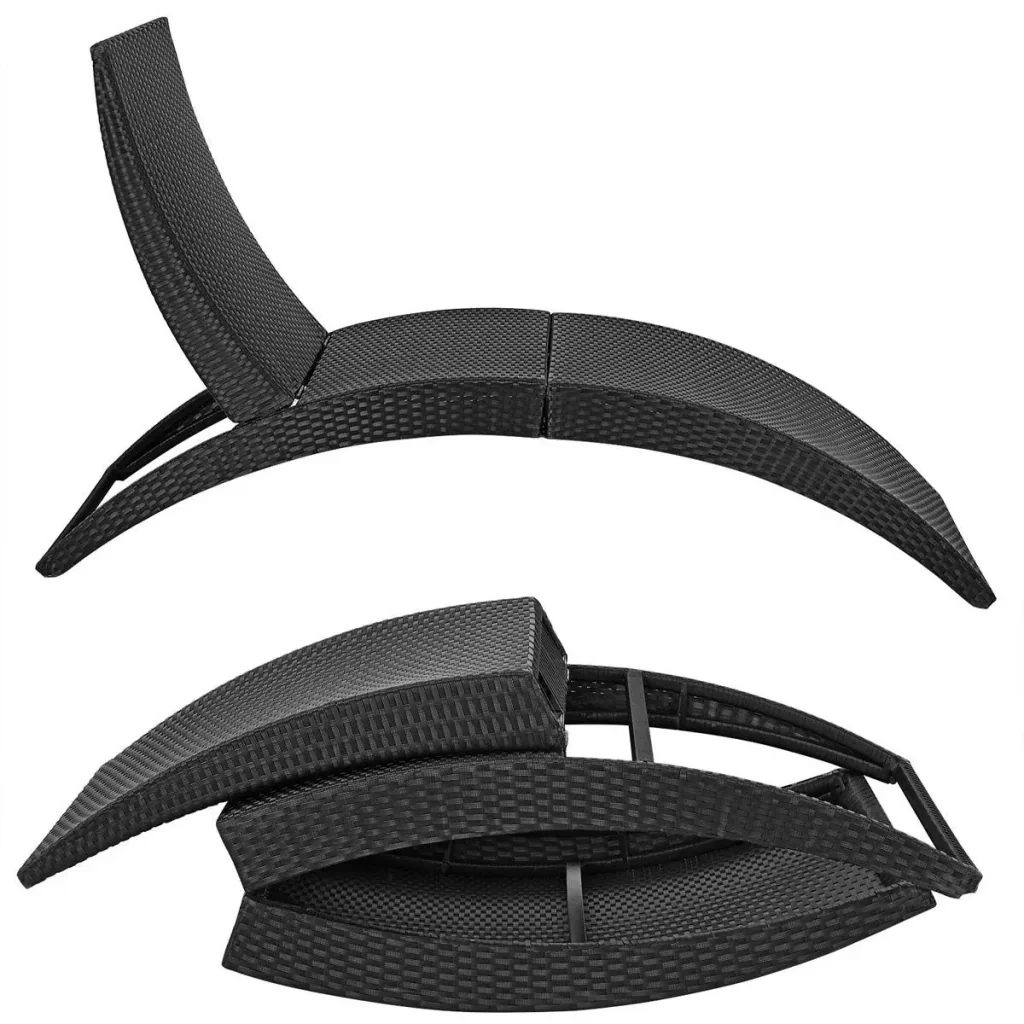 Liegestuhl 'Halfmoon' Polyrotan faltbar 200 x 64 x 95cm