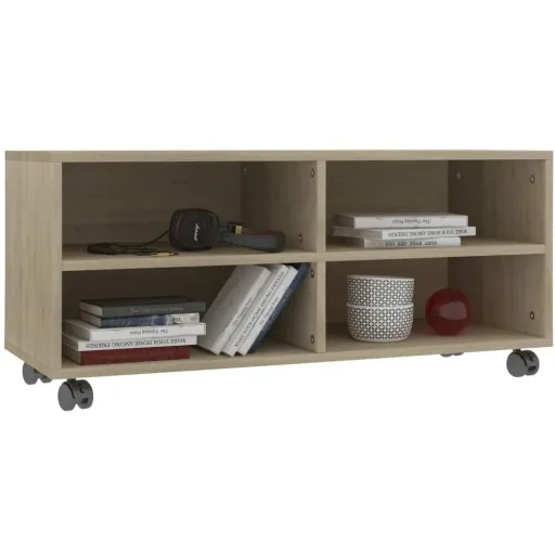 TV-Schrank mit Rollen 90x35x35 cm Spanplatte Sonoma-Eiche