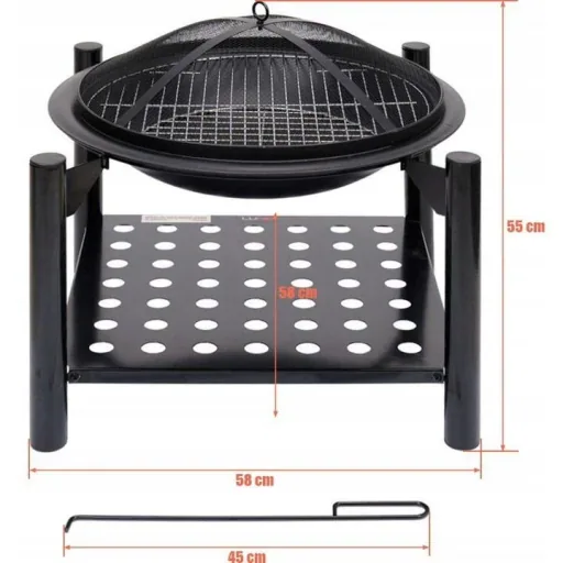 Feuerschale mit Grill - Durchmesser Gitter 50cm - 58x58x55cm
