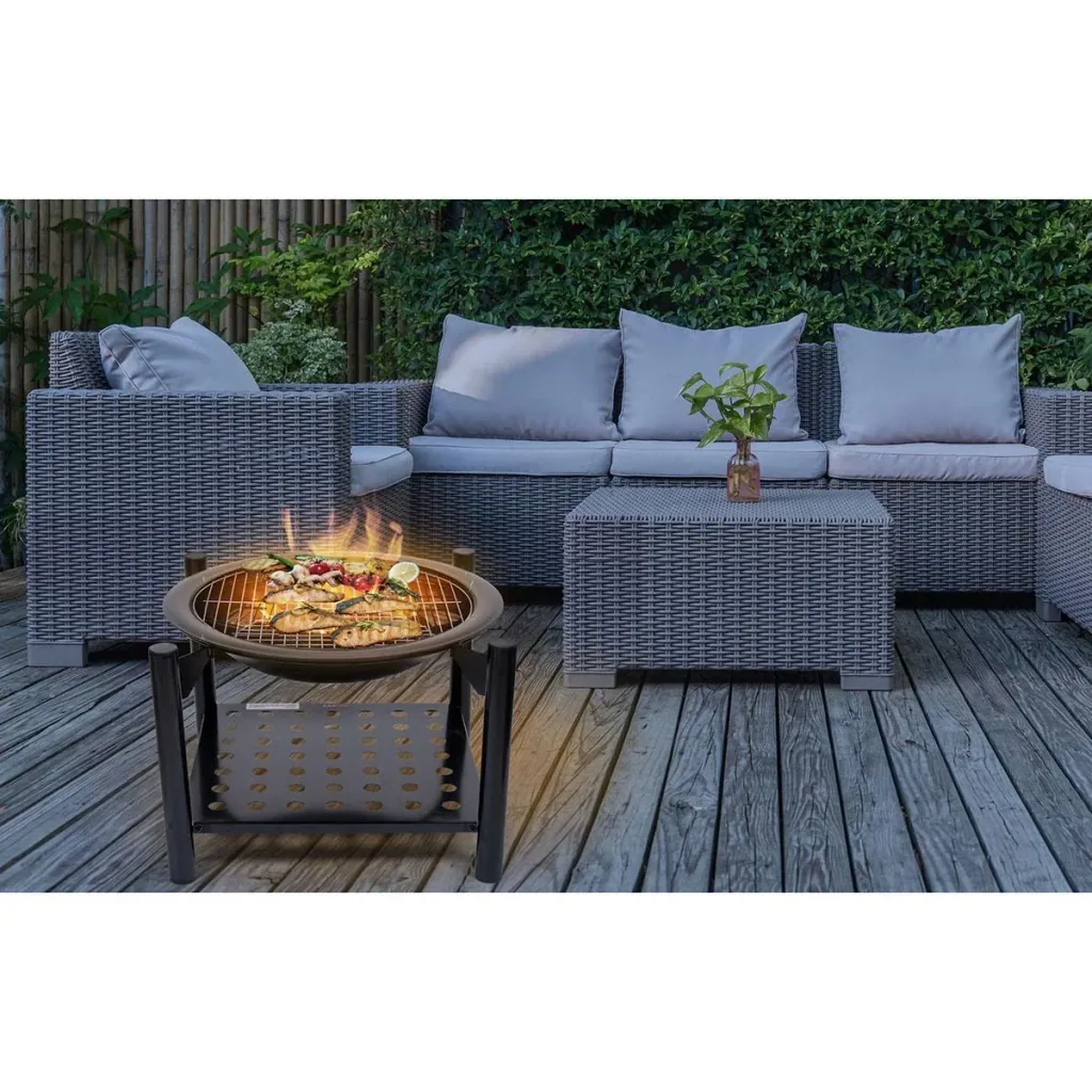 Feuerschale mit Grill - Durchmesser Gitter 50cm - 58x58x55cm