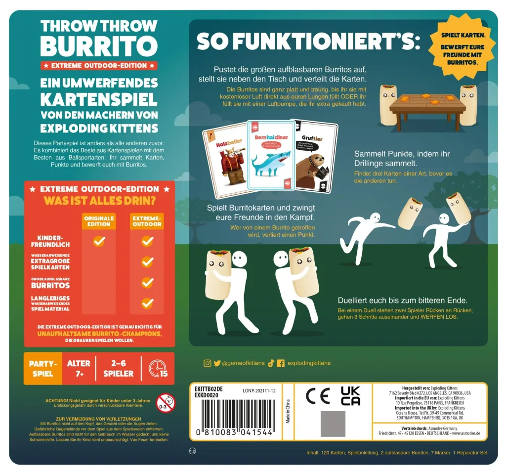 Gesellschaftsspiel Throw Throw Burrito: Extreme Outdoor-Edition