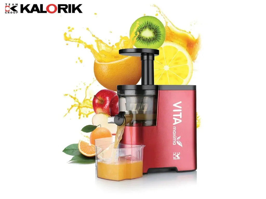 Vitamin Entsafter, Slow Juicer in Metallic Rot TKG FE 1010 R