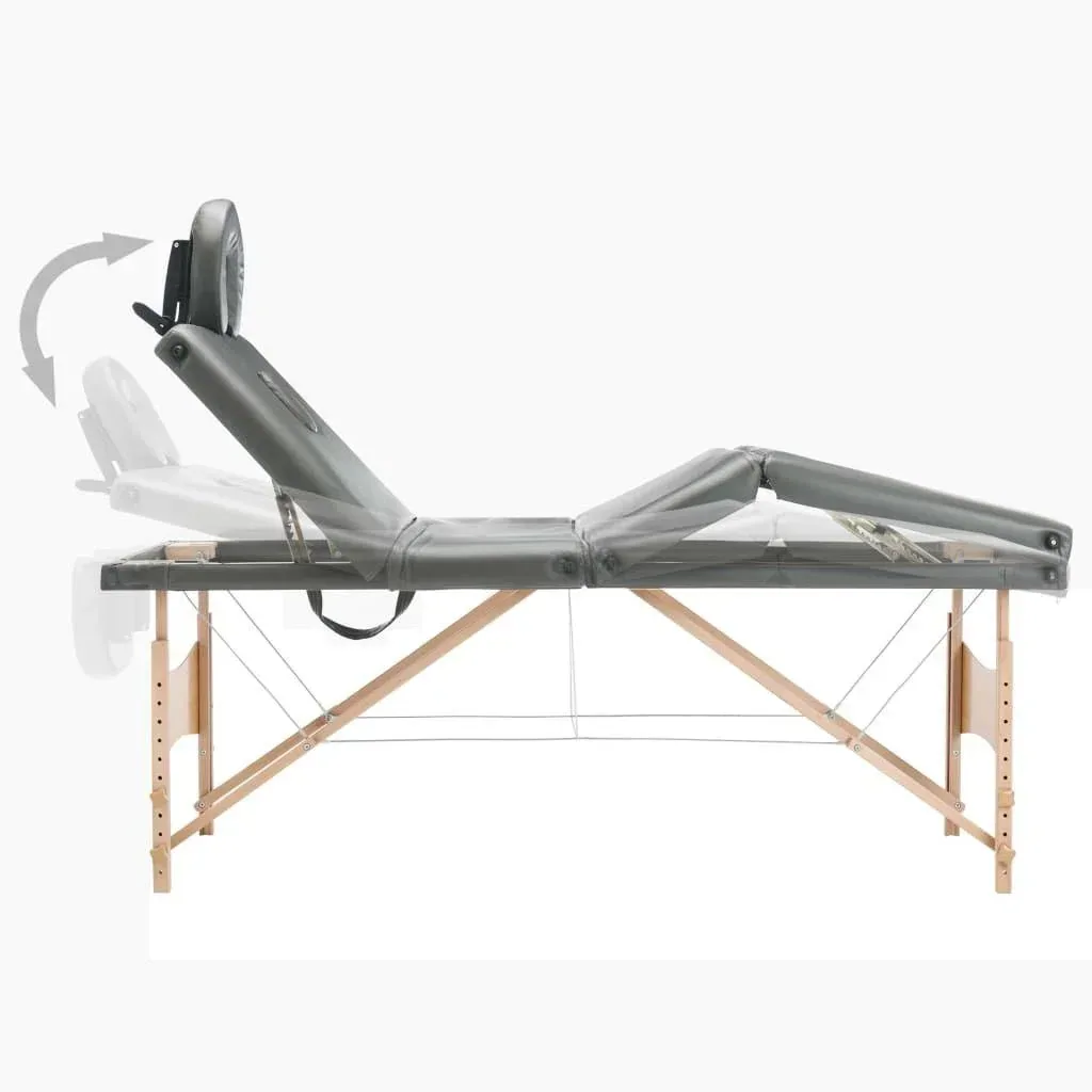 Massageliege 4 Zonen 186x68 cm Holzrahmen anthrazit