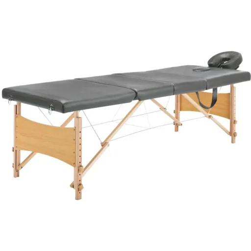 Massageliege 4 Zonen 186x68 cm Holzrahmen anthrazit