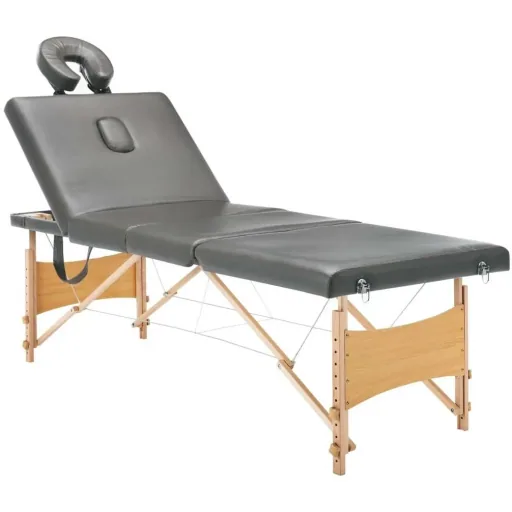 Massageliege 4 Zonen 186x68 cm Holzrahmen anthrazit