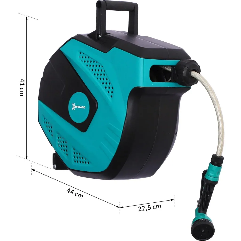 Schlauchtrommel Wandschlauchbox 180° schwenkbar Frostschutz -5 45 °C Kunststoff Grün + Schwarz 15 m
